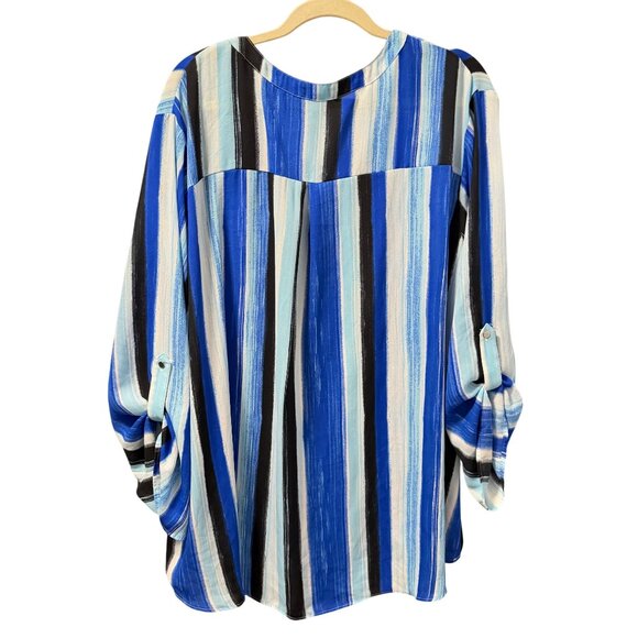 Cato Womens Blue/Black Striped Blouse Size 26/28W Polyester blouse - Picture 9 of 12